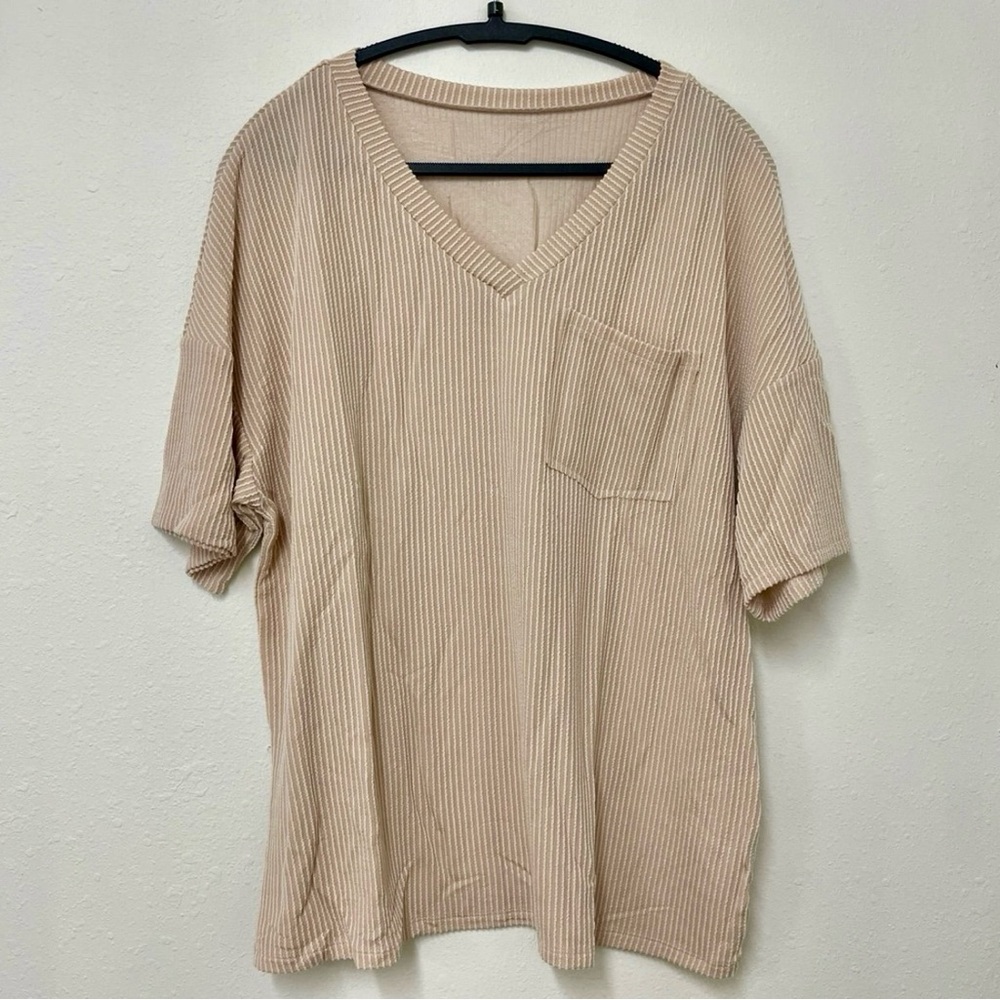 Women’s Beige V-Neck Shirt